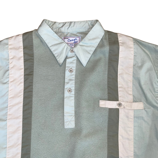 70's Casual Joe Green/White Button-up Polo