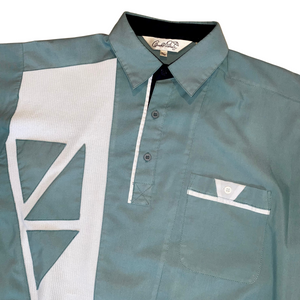 80's Arnold Palmer Green/White Diamond Button-up Polo