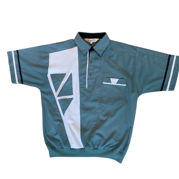 80's Arnold Palmer Green/White Diamond Button-up Polo